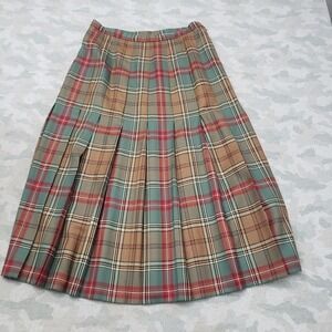 Vintage Pendleton Skirt Womens 16 Green Plaid Wool